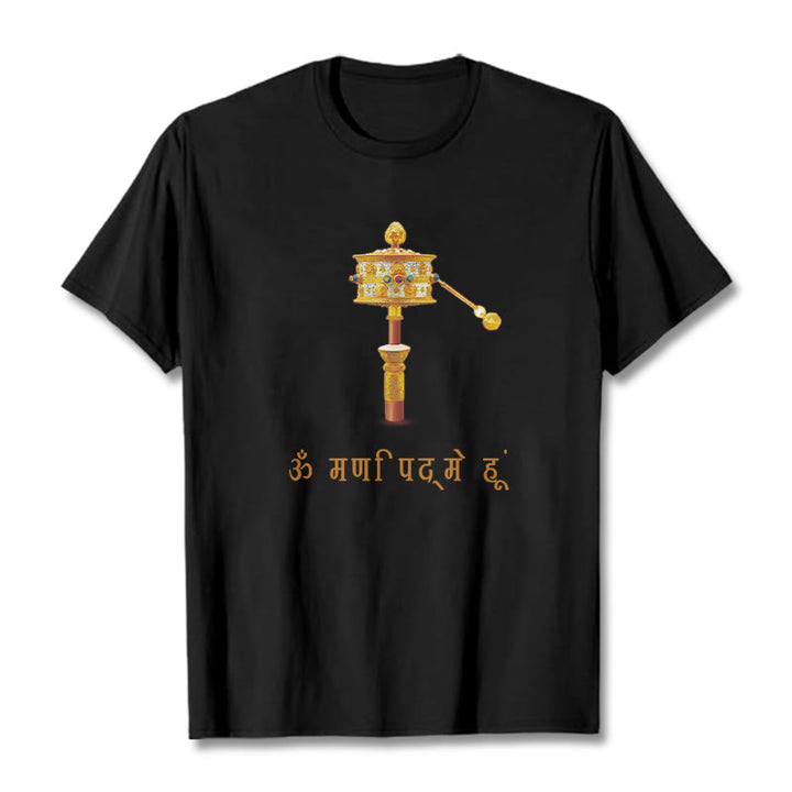 Buddha Stones Sanskrit OM NAMAH SHIVAYA Prayer Wheel Tee T-shirt - Black - 2XL - image 5