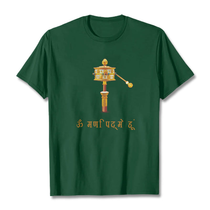 Buddha Stones Sanskrit OM NAMAH SHIVAYA Prayer Wheel Tee T-shirt - ForestGreen - 2XL - image 11