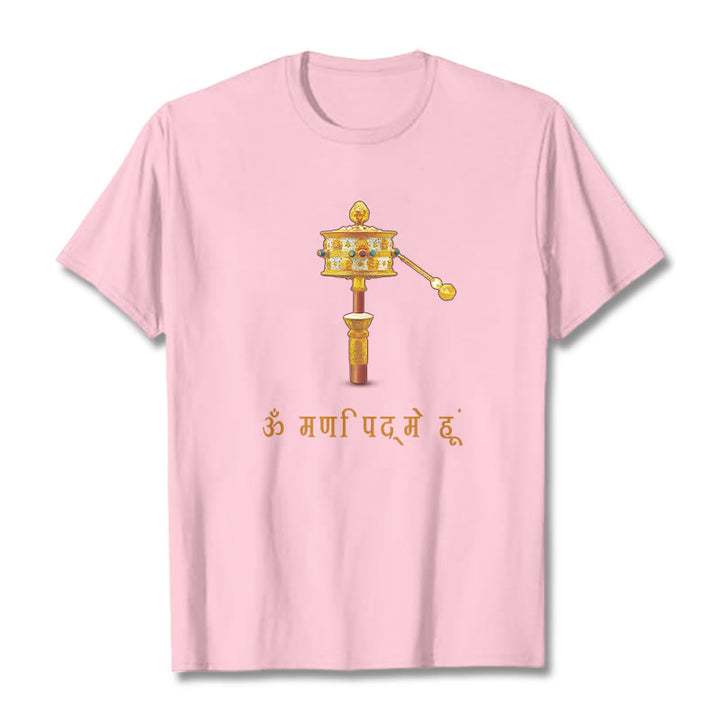 Buddha Stones Sanskrit OM NAMAH SHIVAYA Prayer Wheel Tee T-shirt - LightPink - 2XL - image 13