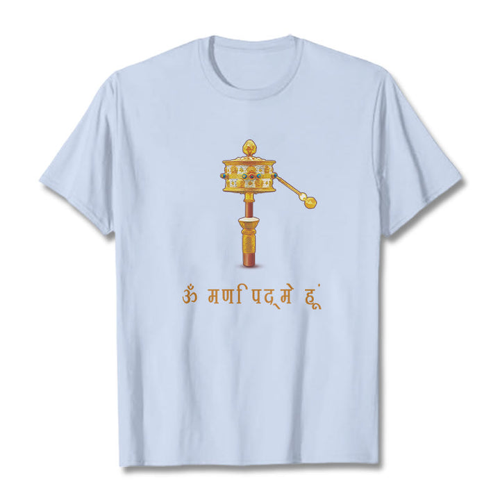 Buddha Stones Sanskrit OM NAMAH SHIVAYA Prayer Wheel Tee T-shirt - LightCyan - 2XL - image 19