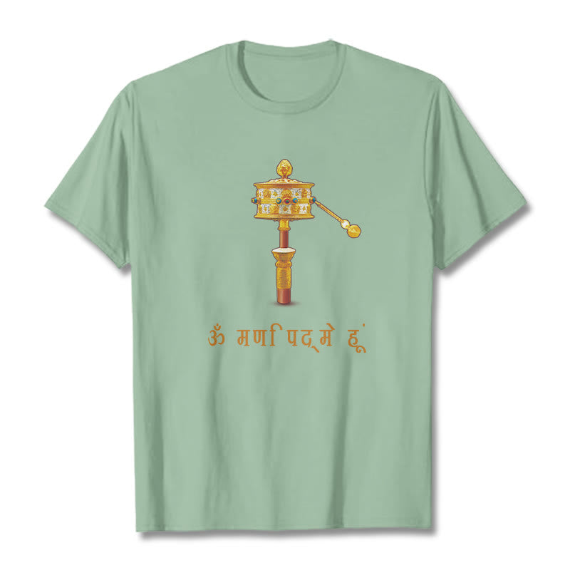 Buddha Stones Sanskrit OM NAMAH SHIVAYA Prayer Wheel Tee T-shirt - PaleGreen - 2XL - image 15