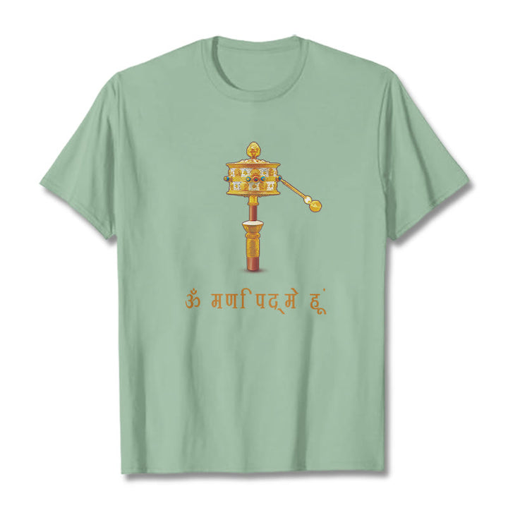 Buddha Stones Sanskrit OM NAMAH SHIVAYA Prayer Wheel Tee T-shirt - PaleGreen - 2XL - image 15
