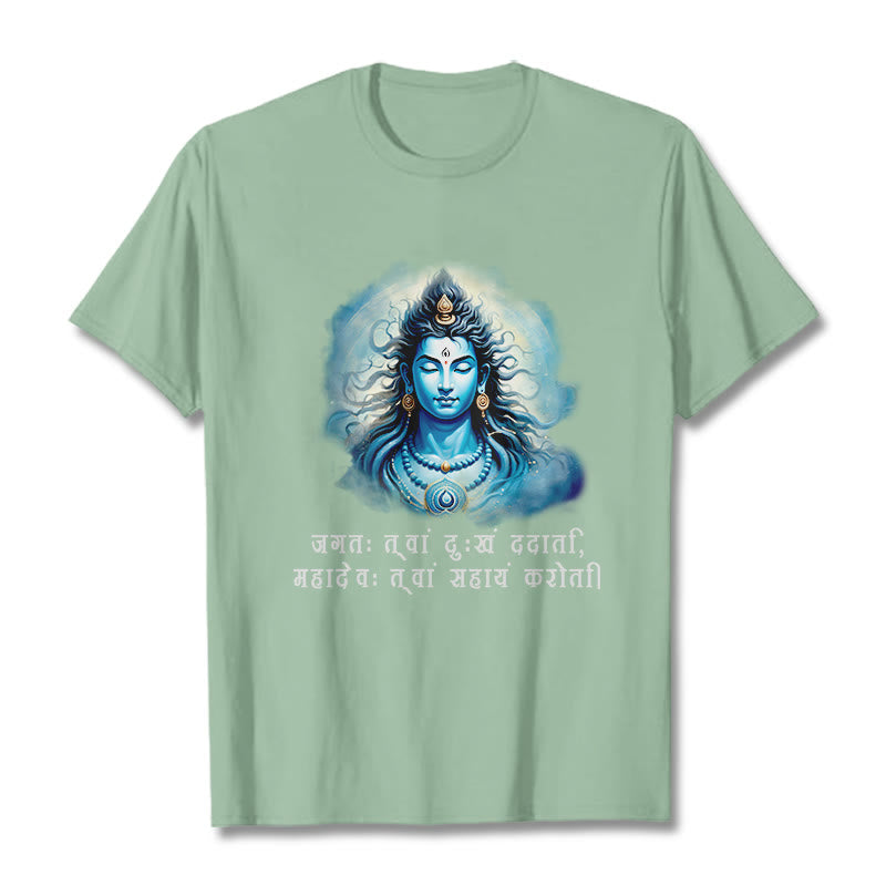 Buddha Stones Sanskrit Mahadev Comes To Your Aid Tee T-shirt - PaleGreen - 2XL - image 14
