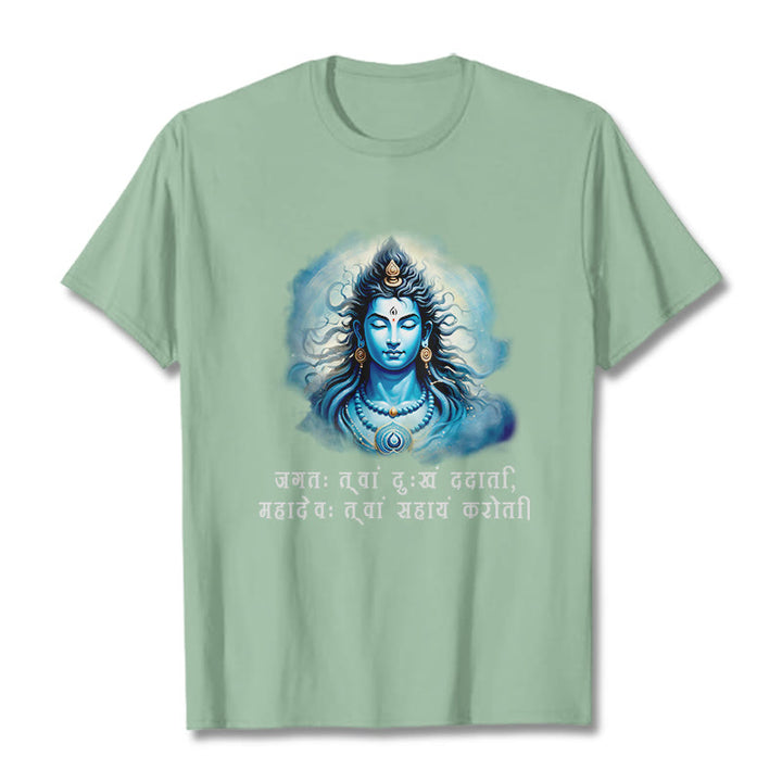 Buddha Stones Sanskrit Mahadev Comes To Your Aid Tee T-shirt - PaleGreen - 2XL - image 14
