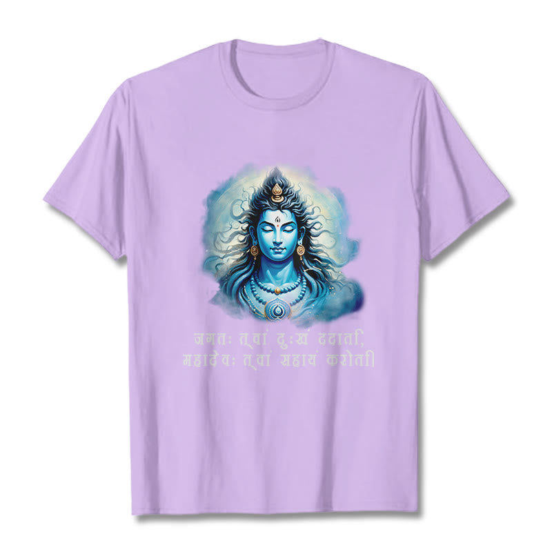 Buddha Stones Sanskrit Mahadev Comes To Your Aid Tee T-shirt - Plum - 2XL - image 16