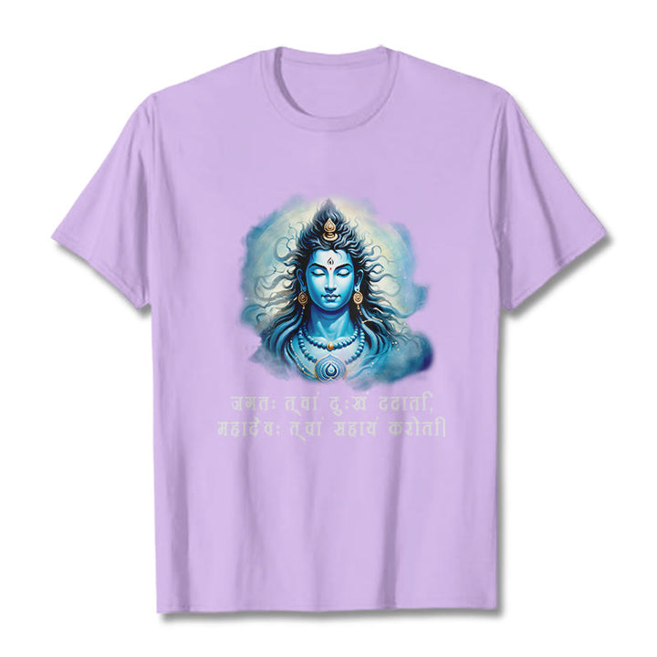 Buddha Stones Sanskrit Mahadev Comes To Your Aid Tee T-shirt - Plum - 2XL - image 16