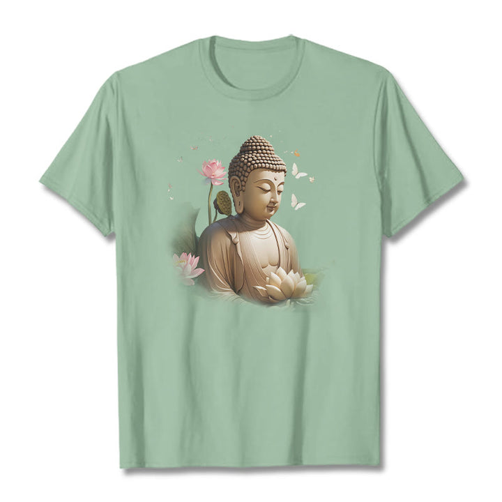 Buddha Stones Lotus Butterfly Meditation Buddha Tee T-shirt