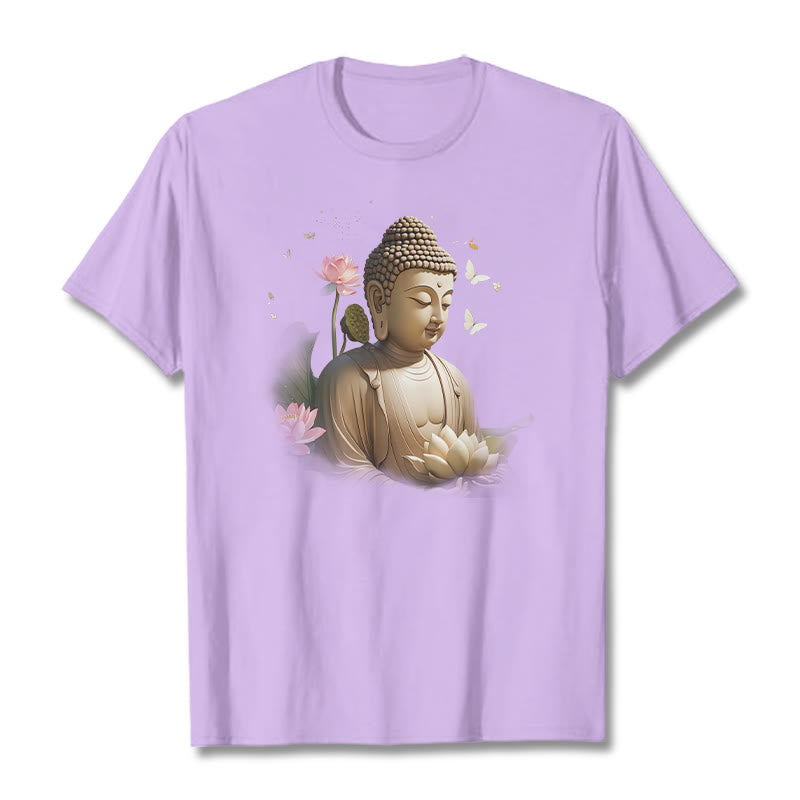 Buddha Stones Lotus Butterfly Meditation Buddha Tee T-shirt - Plum - 2XL - image 16