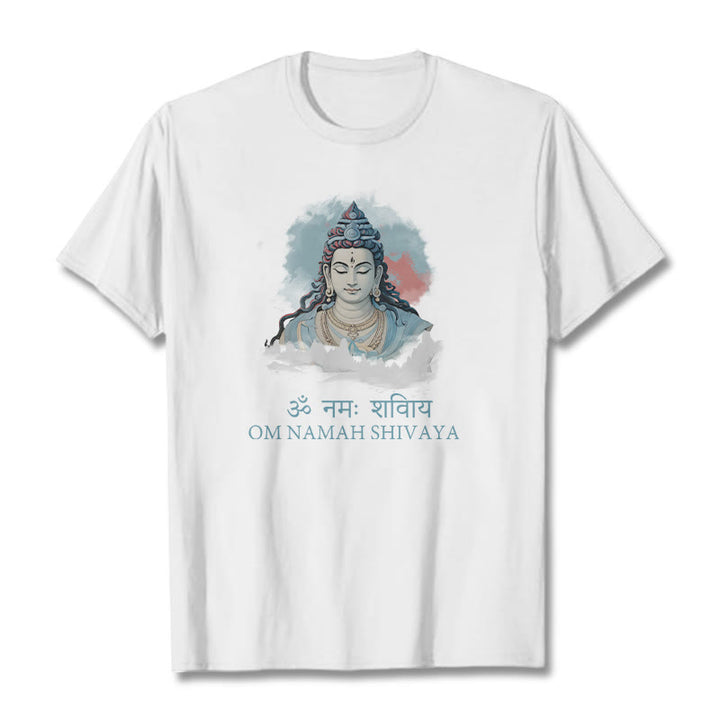 Buddha Stones Sanskrit OM NAMAH SHIVAYA Colorful Clouds Tee T-shirt - White - 2XL - image 4