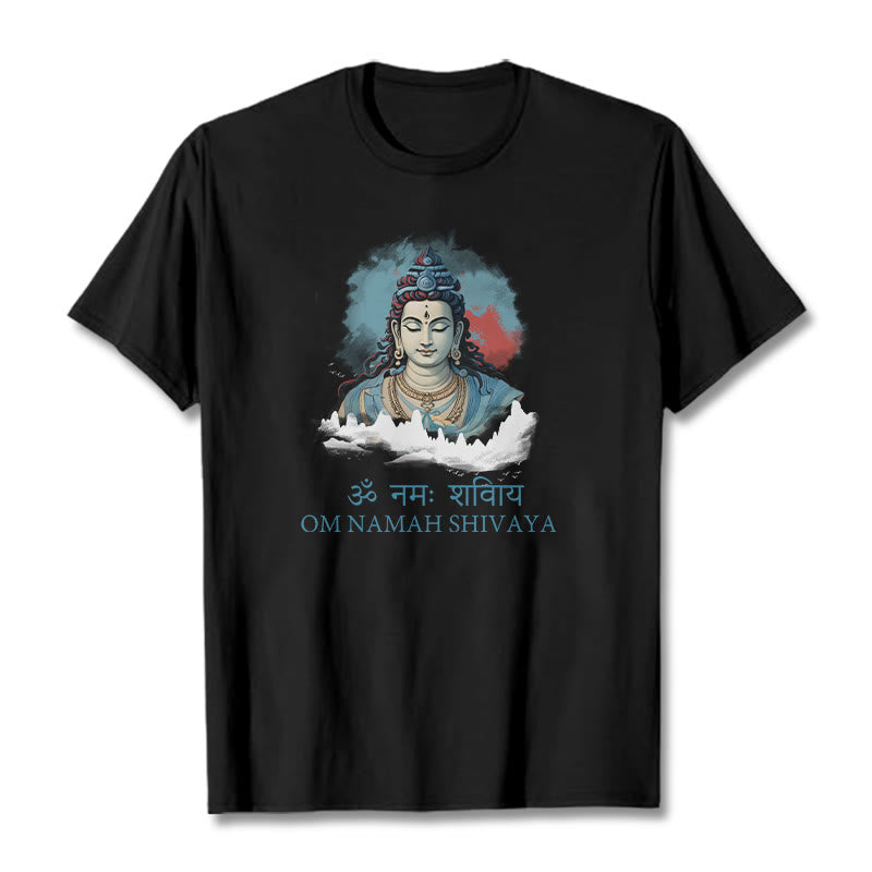 Buddha Stones Sanskrit OM NAMAH SHIVAYA Colorful Clouds Tee T-shirt - Black - 2XL - image 1