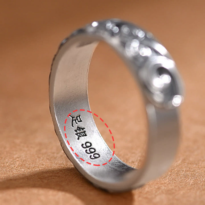 Buddha Stones 999 Sterling Silver Auspicious Clouds Engraved Blessing Adjustable Ring - image 6
