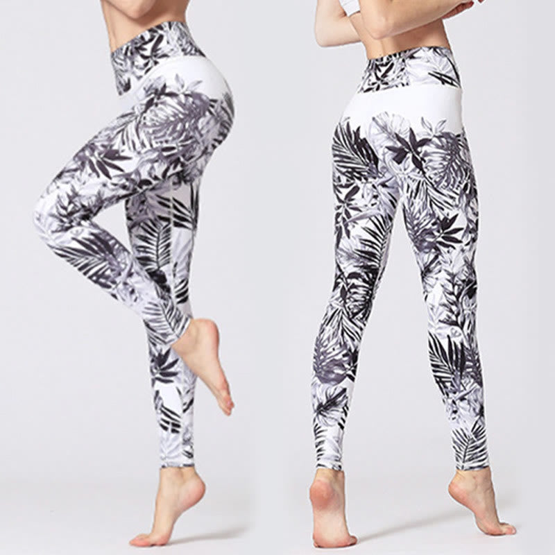 Buddha Stones Lines Weeds Sakura Flowers Black Tree Pants Sports Fitness Yoga Leggings Women's Yoga Pants