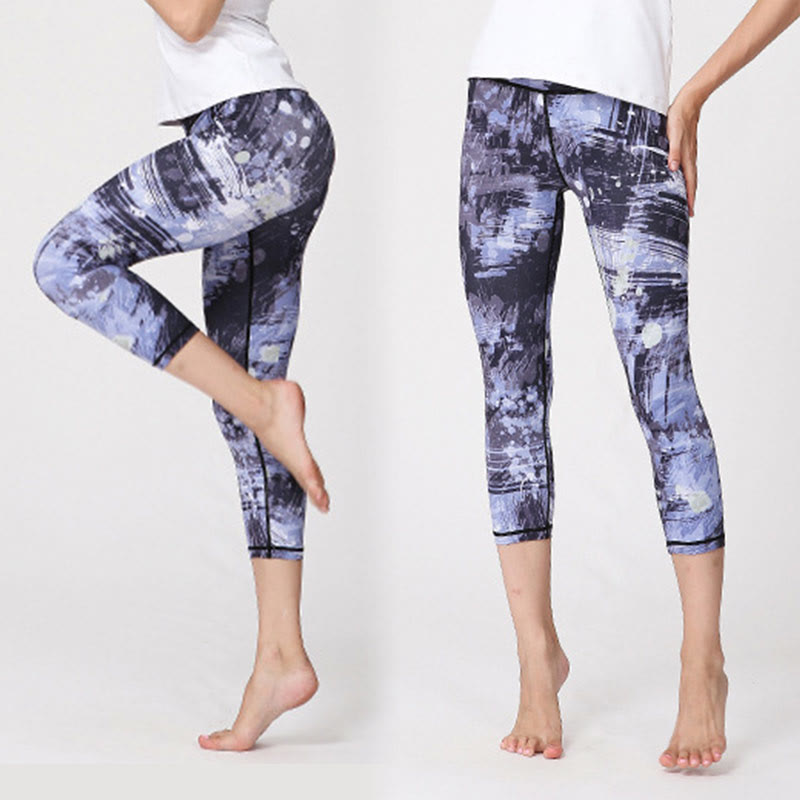 Buddha Stones Cherry Blossoms Sakura Lines Print Sports Yoga Cropped Leggings Women's Yoga Capri Pants - image 11