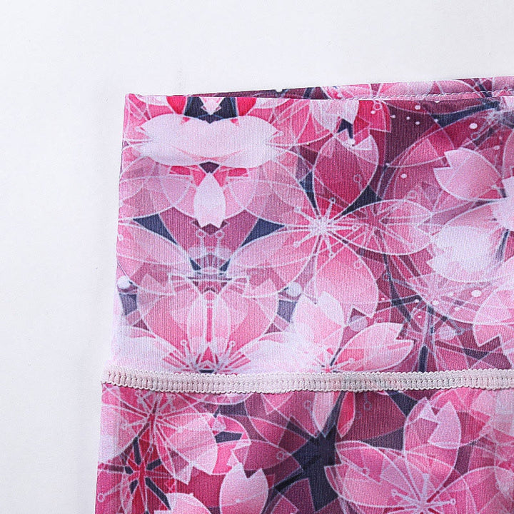 Buddha Stones Cherry Blossoms Sakura Lines Print Sports Yoga Cropped Leggings Women's Yoga Capri Pants - image 5