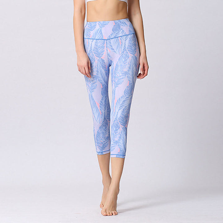 Buddha Stones Leaves Butterfly Print Sports Yoga Cropped Leggings Women's Yoga Capri Pants - image 11