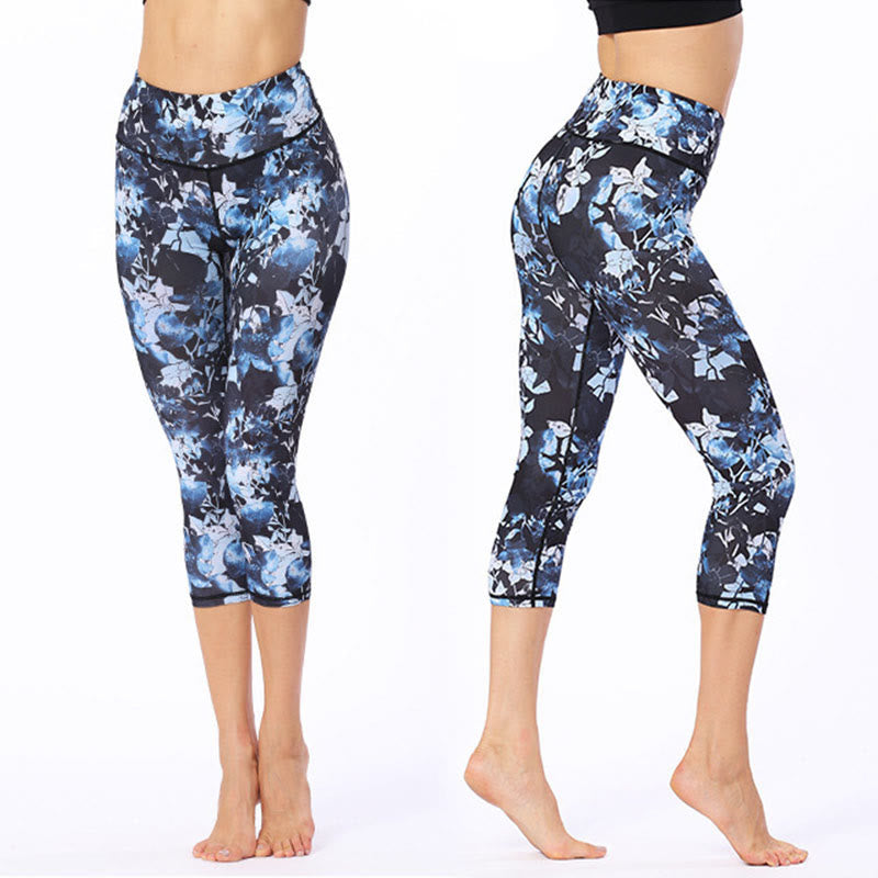 Buddha Stones Leaves Butterfly Print Sports Yoga Cropped Leggings Women's Yoga Capri Pants - image 2