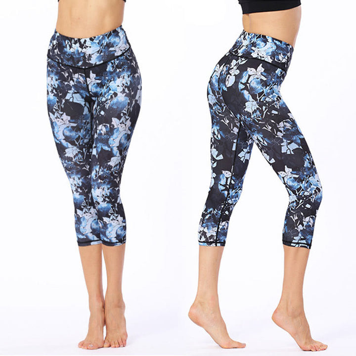 Buddha Stones Leaves Butterfly Print Sports Yoga Cropped Leggings Women's Yoga Capri Pants - image 2