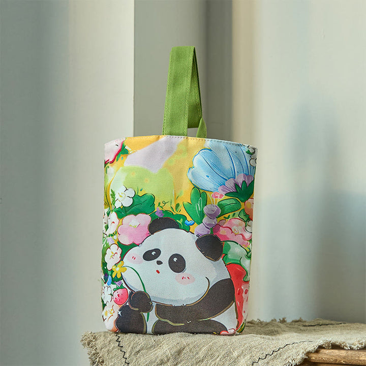 Buddha Stones Panda Orchid Loquat Canvas Handbag