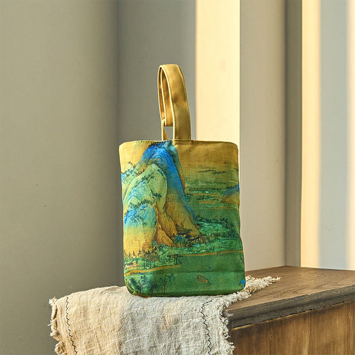 Buddha Stones Landscape Painting Canvas Handbag