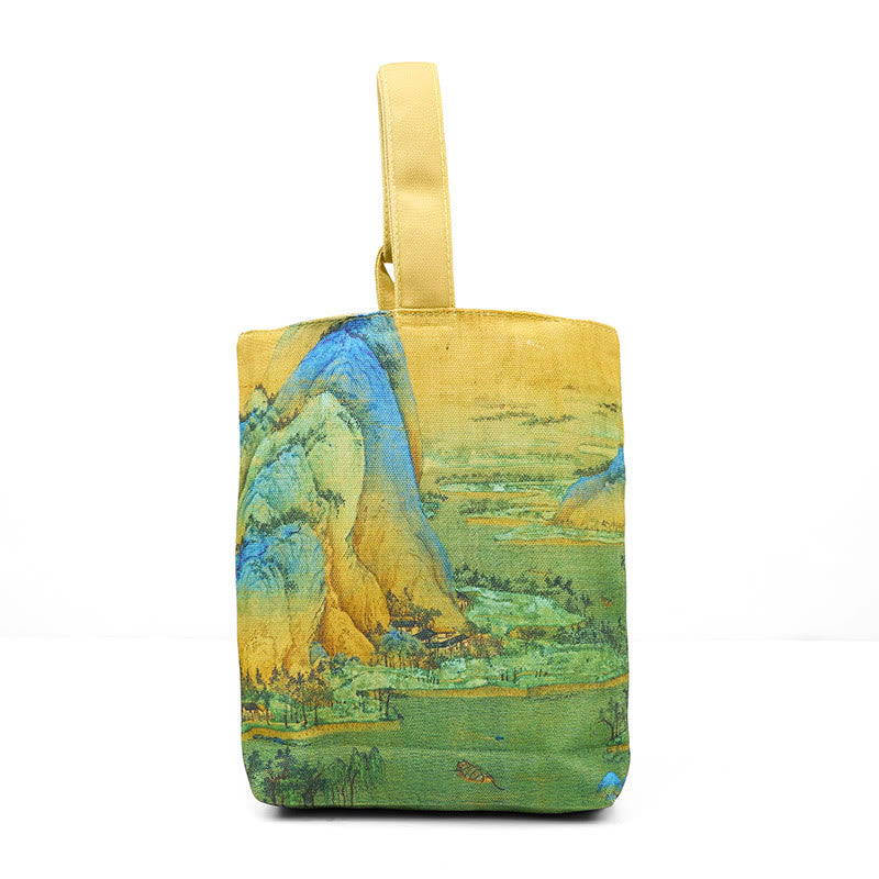 Buddha Stones Landscape Painting Canvas Handbag