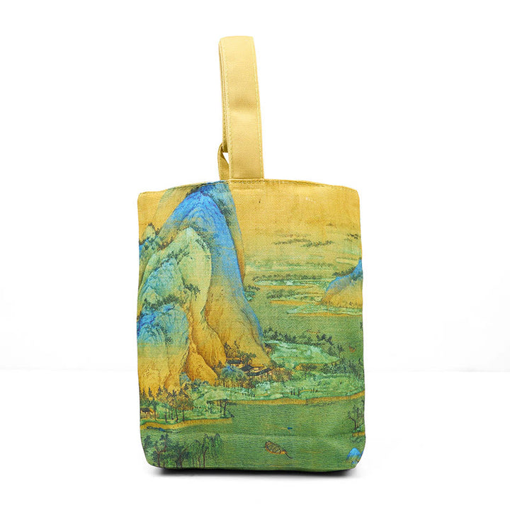 Buddha Stones Landscape Painting Canvas Handbag