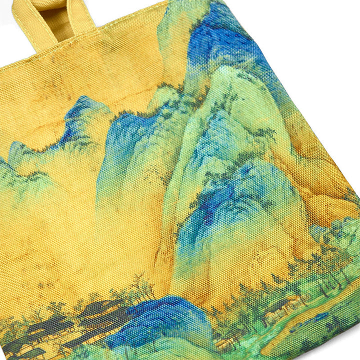 Buddha Stones Landscape Painting Canvas Handbag