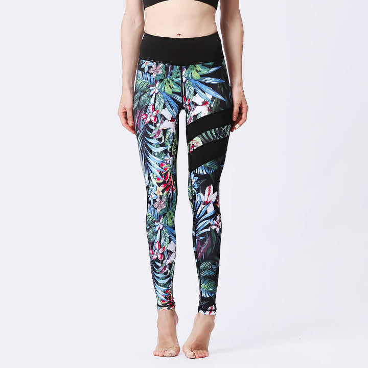 Buddha Stones Flower Petal Leaves Print Sports Exercise Fitness High Waist Leggings Women's Yoga Pants