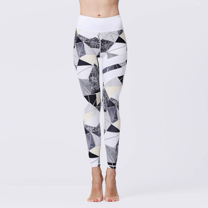 Buddha Stones Flower Petal Leaves Print Sports Exercise Fitness High Waist Leggings Women's Yoga Pants - Snow - US8-10，UK/AU12-14，EU40-42 (XL) - image 43