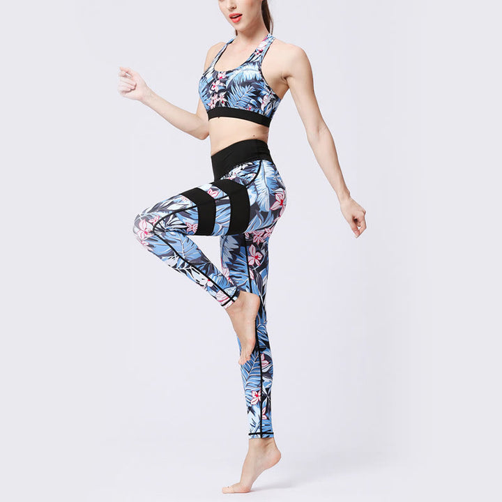 Buddha Stones Flower Petal Leaves Print Sports Exercise Fitness High Waist Leggings Women's Yoga Pants - image 6