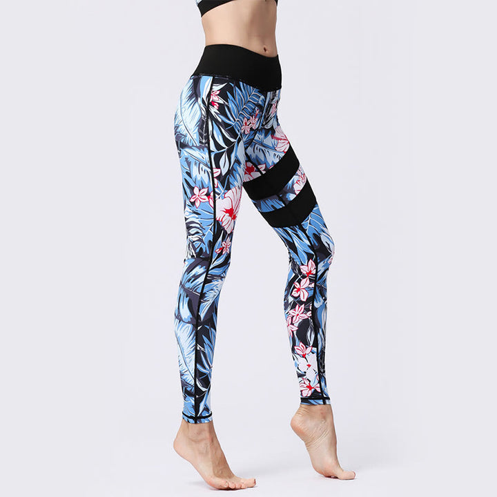 Buddha Stones Flower Petal Leaves Print Sports Exercise Fitness High Waist Leggings Women's Yoga Pants - image 2