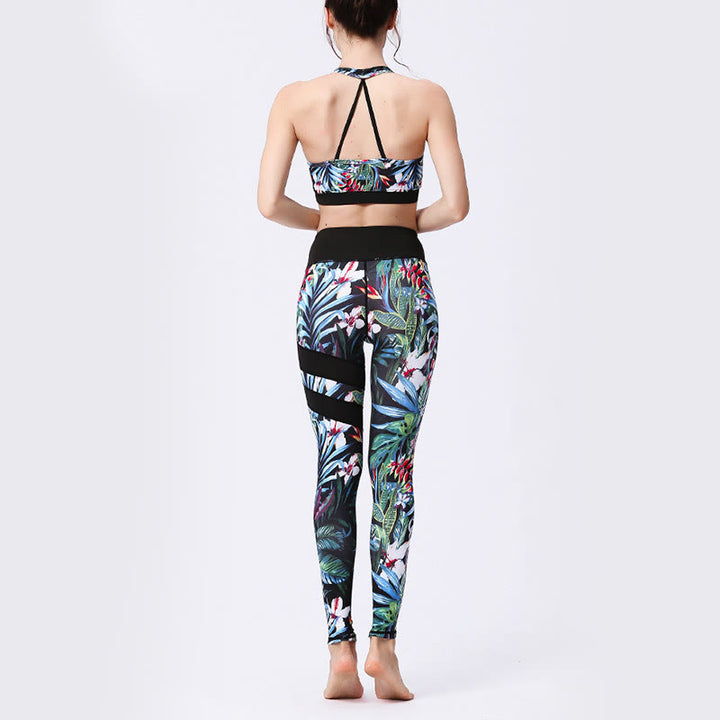 Buddha Stones Flower Petal Leaves Print Sports Exercise Fitness High Waist Leggings Women's Yoga Pants