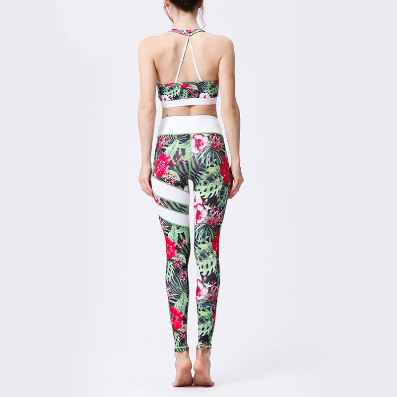 Buddha Stones Flower Petal Leaves Print Sports Exercise Fitness High Waist Leggings Women's Yoga Pants - image 14