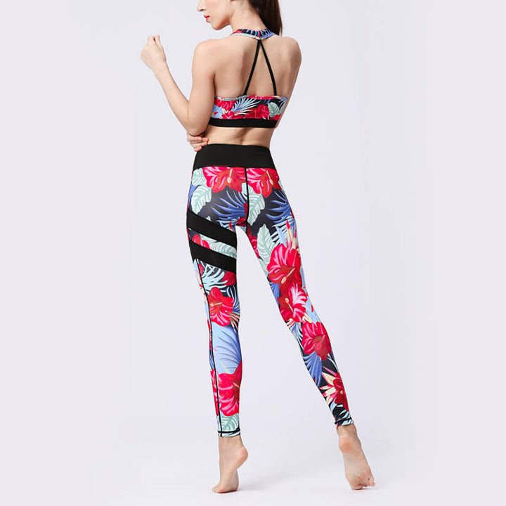 Buddha Stones Flower Petal Leaves Print Sports Exercise Fitness High Waist Leggings Women's Yoga Pants