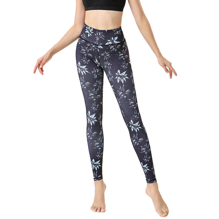 Buddha Stones Spots Maple Leaf Print Sports Exercise Fitness High Waist Leggings Women's Yoga Pants - image 5