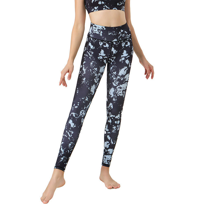 Buddha Stones Spots Maple Leaf Print Sports Exercise Fitness High Waist Leggings Women's Yoga Pants - image 1