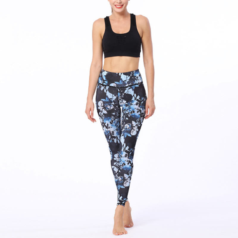 Buddha Stones Simple Leaves Print Sports Fitness Leggings Women's Yoga Pants - image 4