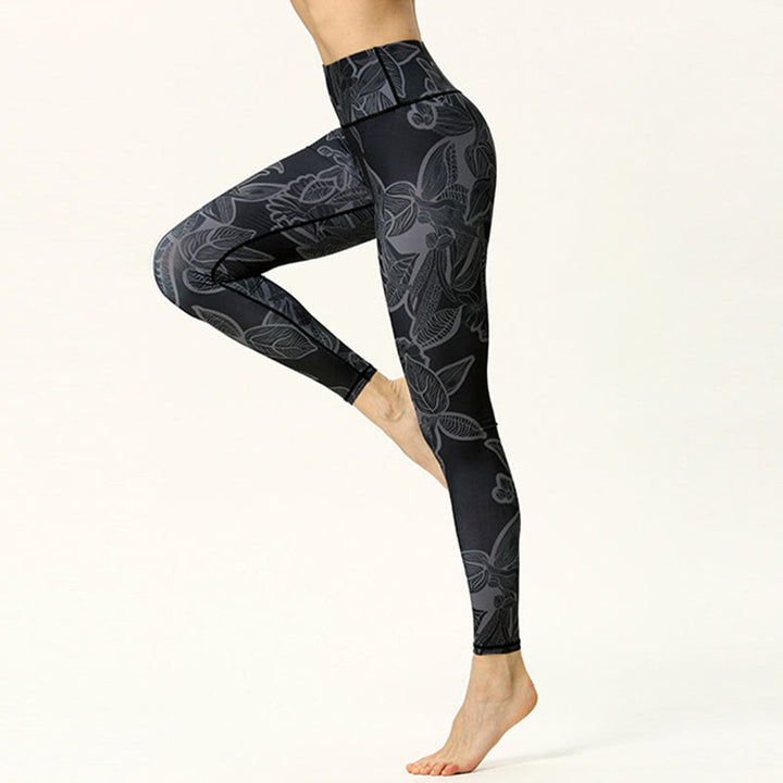 Buddha Stones Simple Leaves Print Sports Fitness Leggings Women's Yoga Pants - image 7