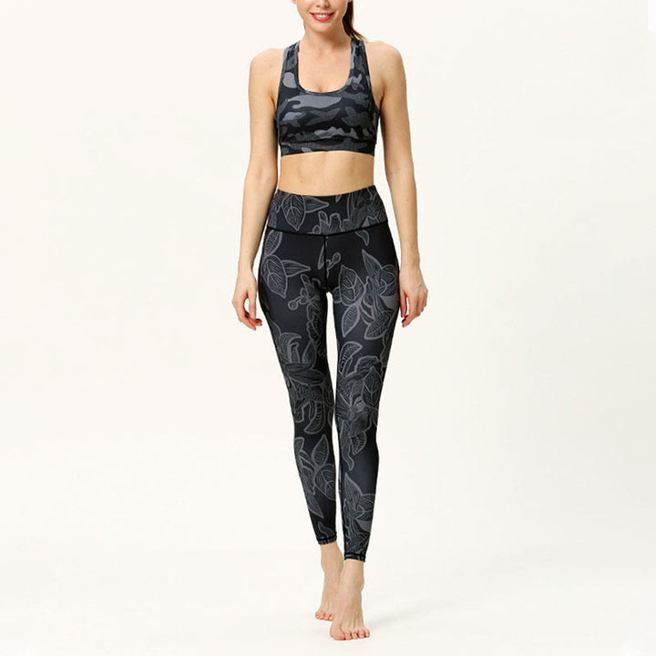 Buddha Stones Simple Leaves Print Sports Fitness Leggings Women's Yoga Pants - image 10