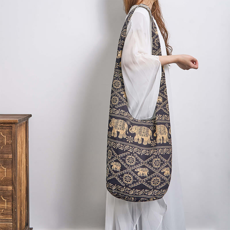 Buddha Stones Cotton Elephant Stripes Crossbody Bag Shoulder Bag