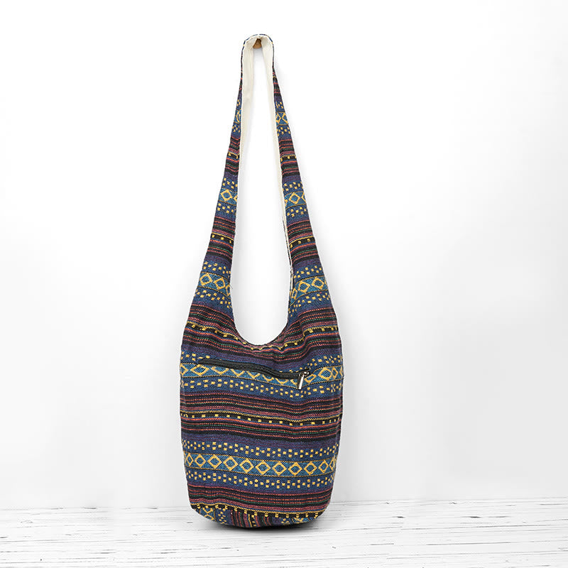 Buddha Stones Geometric Arrows Lines Rhombus Stripes Pattern Cotton Crossbody Bag Shoulder Bag