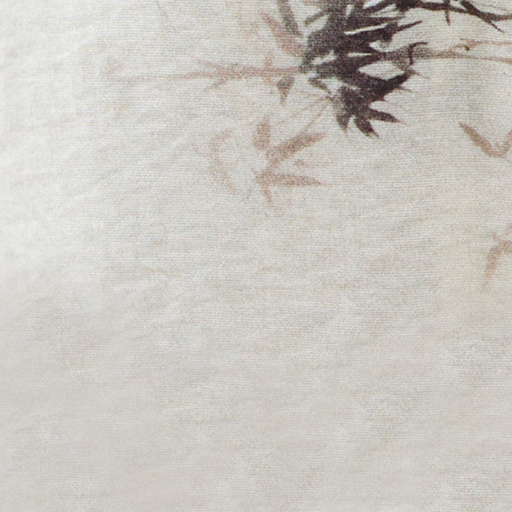 Buddha Stones Ink Bamboo Leaves Print V-Neck Lace-up Frog-Button Shirt T-shirt Tee - image 13