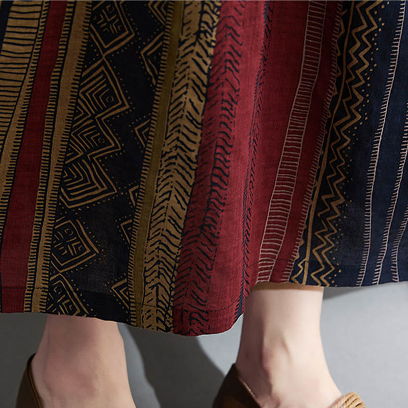 Buddha Stones Boho Geometry Short Sleeve Midi Dress With Pockets - image 8