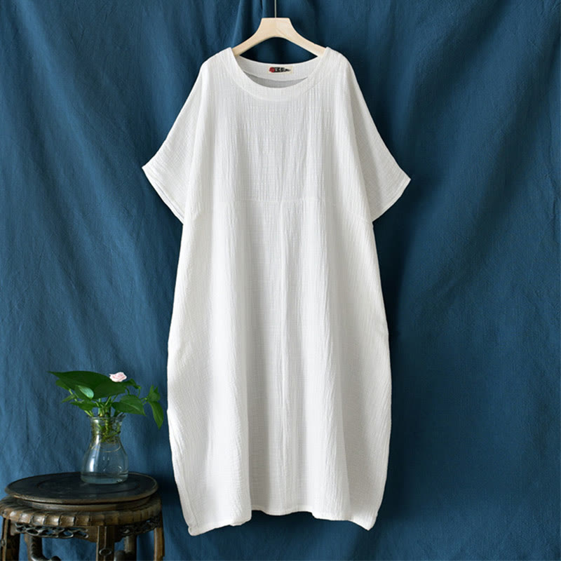 Buddha Stones Solid Color Loose Batwing Sleeve Maxi Dress With Pockets - image 13
