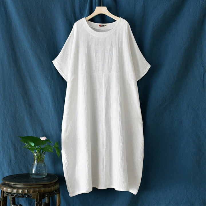 Buddha Stones Solid Color Loose Batwing Sleeve Maxi Dress With Pockets - image 13