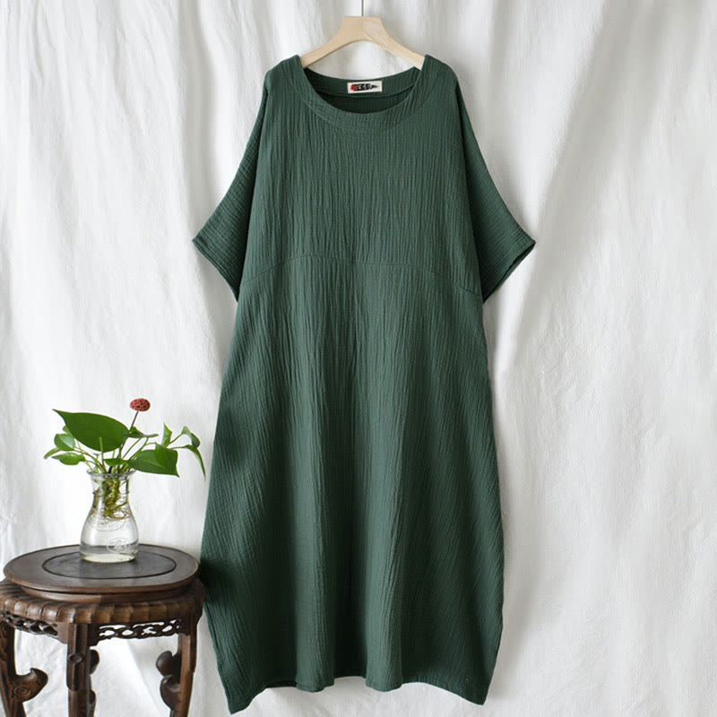 Buddha Stones Solid Color Loose Batwing Sleeve Maxi Dress With Pockets - image 31