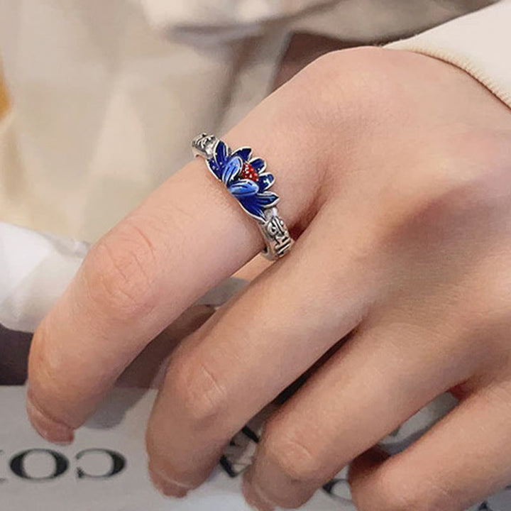 Buddha Stones 925 Sterling Silver Om Mani Padme Hum Lotus Relief Peace Ring - image 3