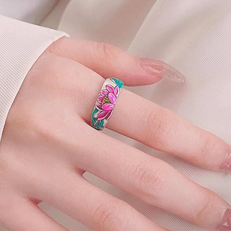 Buddha Stones 925 Sterling Silver Lotus Flower Heart Sutra Enlightenment Ring - image 8