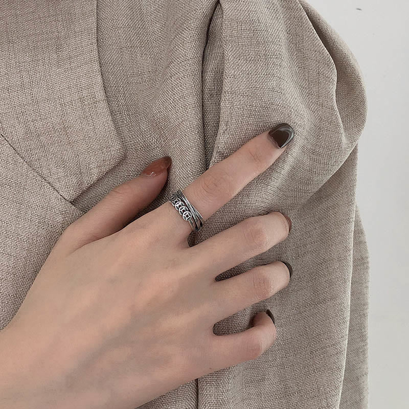 Buddha Stones 925 Sterling Silver Copper Coins Wealth Blessing Adjustable Ring