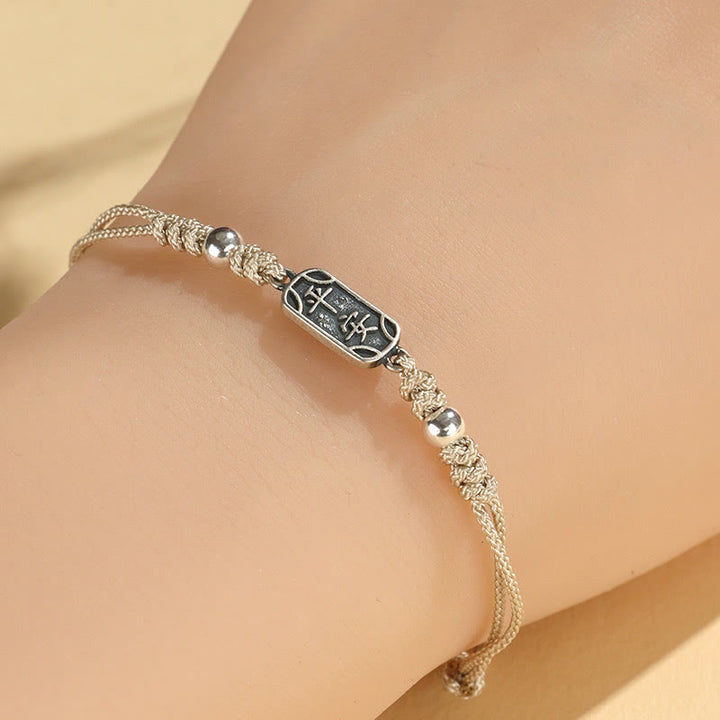 Buddha Stones Handmade 925 Sterling Silver Peace And Joy Safe Well Protection Braided Bracelet