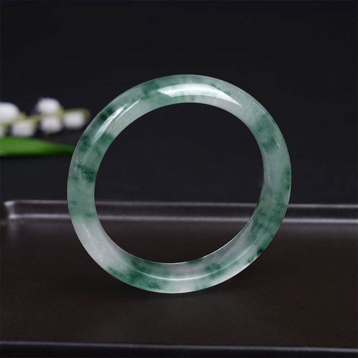 Buddha Stones Natural Jade Floating Flower Luck Bracelet Bangle - image 7